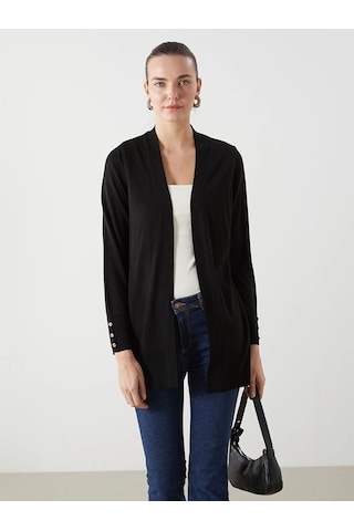 LC Waikiki Lcwaıkıkı Classic Siyah Şal Yaka Kadın Triko Hırka New Black