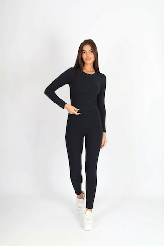 Soft&Basic Kadın Fit Esnek Siyah Premium Kumaş Tayt Siyah