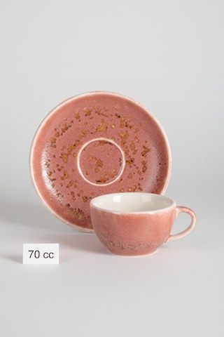 6'lı Liza Espresso Fincanı 70 Cc + Fincan Tabağı Giorgiana Lisa Shape Rosa Şık Ve Modern Porselen Kahve Takımı Krem