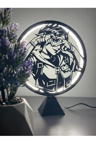 Valorant Clove Halka Led Işıklı Masa Gece Lambası Gamer Oyun Odası Dekor Hediye Adaptör Dahil Siyah