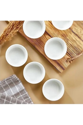 Akıllıelma- Ckr4016 Porselen 6cm Mini Sufle Reçellik 6 Parça Beyaz