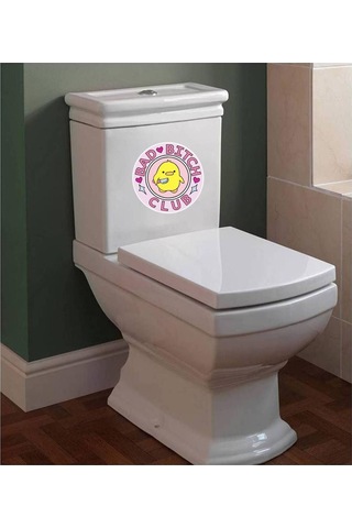 Belalı Civciv Bad Bitch Club Klozet Kapağı Banyo Wc Sticker 23x27 Cm