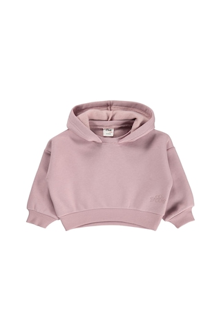 Civil Baby Çiçek Nakışlı Basic Kapşonlu 6-18 Ay Sweatshirt - Lila Soft Gül Kurusu