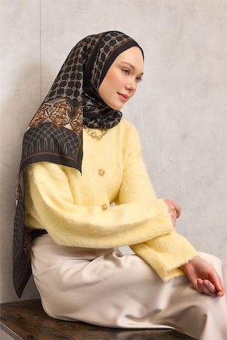 Silk Home Floş Viskon Organik Şal Siyah Halat Desenli Akışkan Dökümlü 75x195 Çok Renkli 45404452
