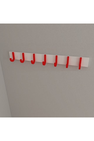 Hepsi3boyutlu Modern Duvar & Kapı Baston Askılık - 7 Adet Kırmızı J Askılık - Model No : 6 Kırmızı