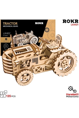 Rokr Lk401 Traktör Tractor Dıy Minyatür Maket Model Seti Ahşap 3d Wooden Puzzle 3d Model Kit Detaylı Dekoratif Hobi Seti Ahşap Maket