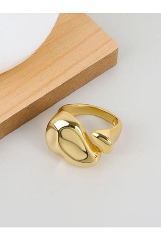 925 Ayar Gümüş Gold Renk Düzensiz Bohem Ayarlanabilir Tarz Yüzük