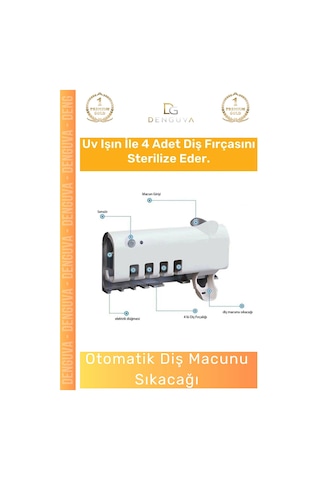 Dişfırçasıtutucusu Güneş Enerjili Akıllı Sterilizatör Diş Macunu Dispenseri Delmesiz Pratik 4 Adet Çok Renkli