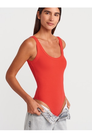 Dilvin 21053 Askılı Bodysuit-kırmızı Kırmızı