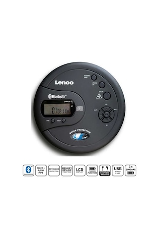 Lenco Cd-300bk - Darbeye Dayanıklı Taşınabilir Bluetooth Cd-mp3 Çalar - Siyah
