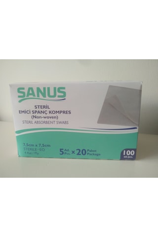 Sanus Spanç Kompres Steril Emici 7.5 x 7.5 CM 3'lü Paket 300 Adet