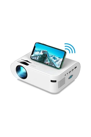 Yüksek Çözünürlüklü Kablosuz Mini Projeksiyon Cihazı Beyaz-136207