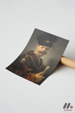 Rembrandt Kürklü Asilzade, Çerçevesiz Yüksek Kalite Duvar Afişi - Sanatsever Hediyesi