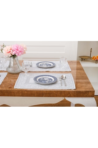 Finezza Roma Jakar Polyester Kumaş Bej Amerikan Servis 34 x 46 cm Gri 4 Ad.-1383 Gri