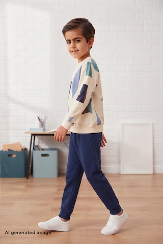 Pina Kids Erkek Çocuk Geometrik Desenli Okul Günlük Eşofman Takımı Esf7038 Lacivert
