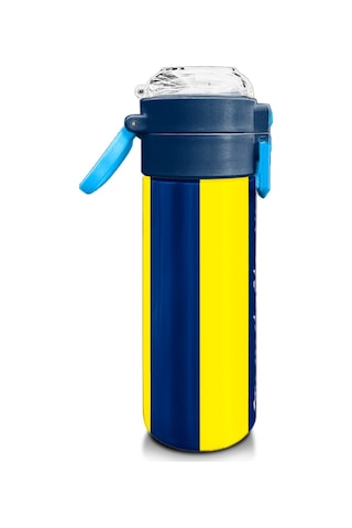 Coral High Kids Sarı Lacivert Çubuklu Pipetli Ve Direkt İçim Çelik Termos 500 Ml 31791