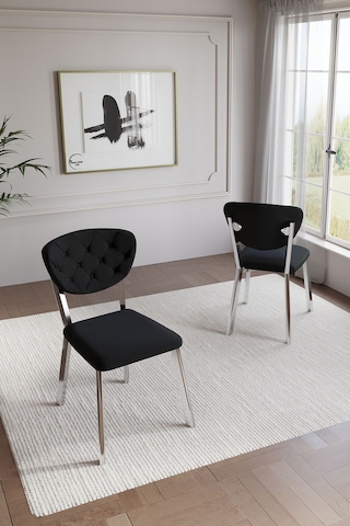 Mutfak Sandalyesi Elma Sandalye 2 Li Gümüş Metal