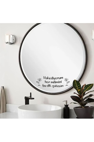Ayna Dekorasyon Sticker Hakediyorum Her Milimini Duvar Ayna Cam Dekor Yazı Sticker 30x10 Cm Siyah