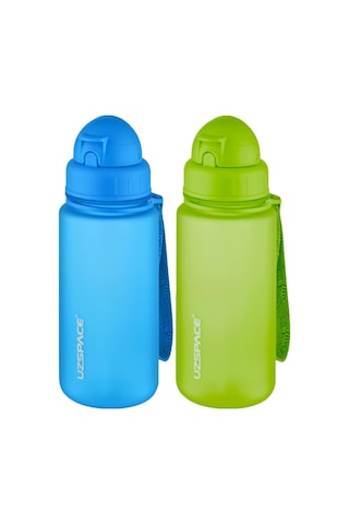 Uzspace 2'li Pipetli Tritan Matara Seti 400 Ml Fiftyfifty -3024seta Mavi - Yeşil