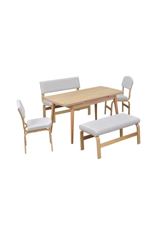 Vilinze Ege Sandalye-bank Avanos Ahşap Mdf Açılır Mutfak Masası Takımı - 70x120+30 Cmavn-70120ak-nn-pr40n-50n-ege19n-sbyz Beyaz