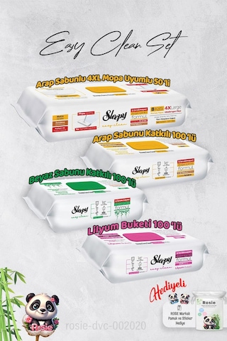 Sleepy Arap Sabun, Lilyum, Beyaz Sabun Ve 4 Xl 50'li Arap Sabun Mop Yüzey Temizlik Havlusu Hediye Rosie Tekli