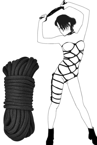 Fantezi Ürünleri, Shibari Sanatına Uygun Ayarlanabilir Vücut Bağlama Halat Seti Siyah2x8mt+1x10mt