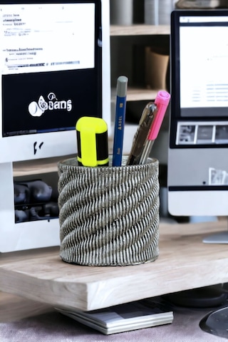 Kalemlik Gümüş Eskitme Renk Masa Kalemliği Organizer Kalemlik Model 5 Çok REnkli