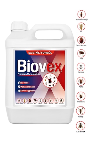 Biovex Premium Ul Haşere Hamam , Tahta Kurusu, Karınca, Kene, Karasinek, Akrep, Bit, Pire, Örümcek 5 Litre