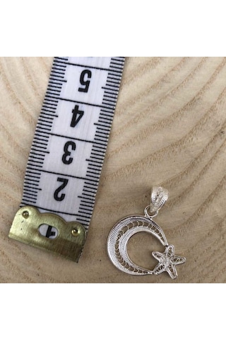 Doğan Silver 925 Ayar Gümüş Telkari El Işi Ay Yıldız Model Kolye