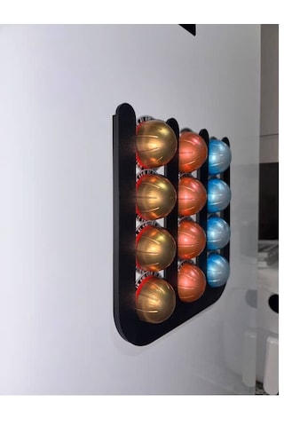 İhtiyacın3d Nespresso Vertuo Kapsül Düzenleyici Mıknatıslı 12 Li Kahve Kapsül Standı 24x24 Cm Siyah