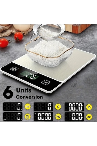 Fastbuy Wangxi Siyah Mutfak Terazisi - 01g Hassasiyet, 6 Birim Doğruluk, Paslanmaz Çelik Siyah