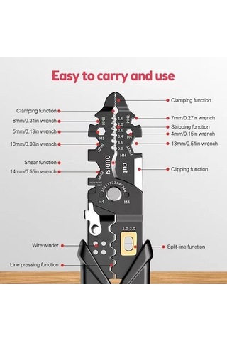 Fastbuy Yüksek Kaliteli 25 Fonksiyonlu Elektrikçi Kablo Sıyırma Makinesi - Siyah, Pratik Alet