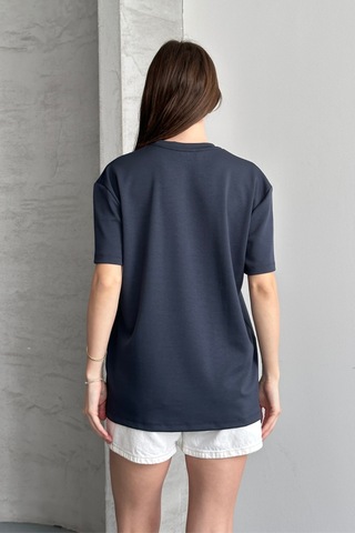 Balenbi Kadın Modal Bisiklet Yaka Basic Yarım Kollu T-shirt 1211 Füme