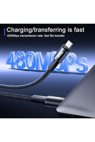 Remax Rc-c100 1.2m 30w Tip-c Tip-c Hızlı Şarj Örgülü Veri Kablosu Siyah