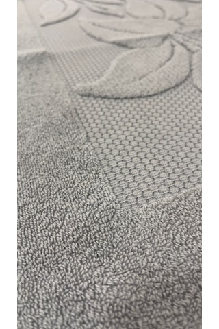 Kabartma Çiçek Desenli 2 Li Banyo Paspas Seti Yumuşak Dokulu Modern Banyo Halısı Gri