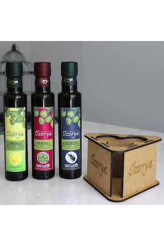İzorya Stantlı Kekikli Zeytinyağı 250 G +  Limonlu Zeytinyağı 250 ML + Biberiyeli Zeytinyağı 250 ML