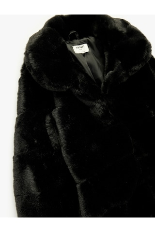 Koton Uzun Kollu Cep Detaylı Bebe Yaka Suni Kürk Kaban Siyah 6wkg20042aw Siyah