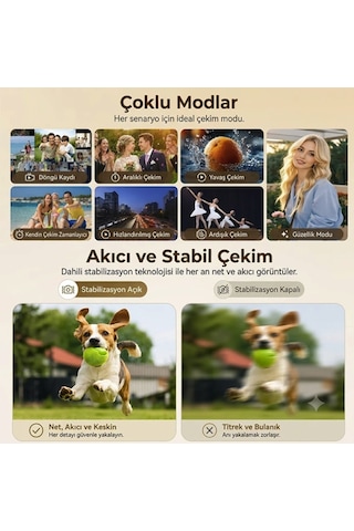 Hdr Destekli 4k Gimbal Aksiyon Kamera Titreşim Engelleme Yüz Takip Özellikli Youtuber Kamera
