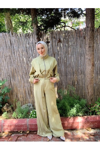 Butik Moda Ptkmks002 Üstü Kısa Fermuarlı Pantolonlu Takım Yeşil 001