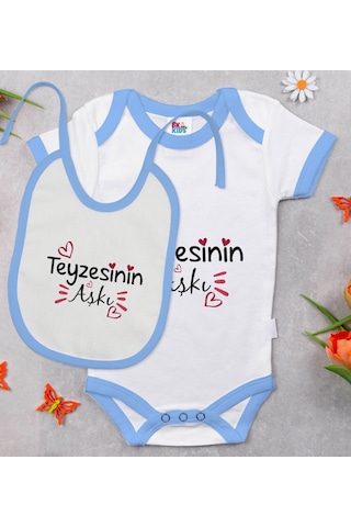 Bk Kids Teyzesinin Aşkı Tasarımlı Mavi Bebek Body Zıbın Ve Mama Ö Çok Renkli