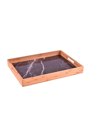 Siyah Mermer Desenli Marbella Küçük Tepsi 35x23 Cm B1421