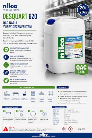 Nilco Desquart 620 20 Lt / 20 Kg Qac Bazlı Yüzey Dezenfektanı