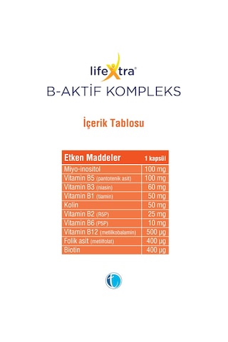LifeXtra B-Aktif Kompleks ( B- Aktif Kompleks Takviye Edici Gıda