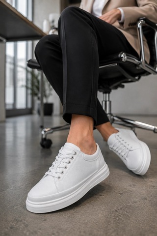 Mevese Emirp Cilt Bağcıklı Erkek Sneaker Günlük Ayakkabı - Beyaz