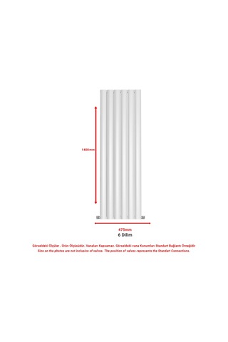 1400x475mm Lilac Dikey Beyaz Alüminyum Radyatör