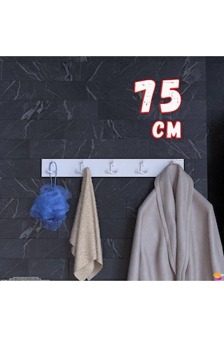 Modilayn Arı 9 Kancalı Banyo Askısı 3' Lü Set 36,4x9,6cm Şık Tasarım Ekstra Düzen Ve Yer Tasarrufu Beyaz