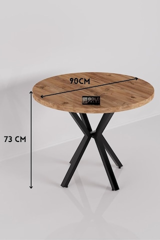 Tr Falez Mutfak Masası 90 Cm Yuvarlak Masa Modern Metal Ayaklı Cafe Balkon Ofis Yemek Masası 9826 Atlantik Çam Diğer