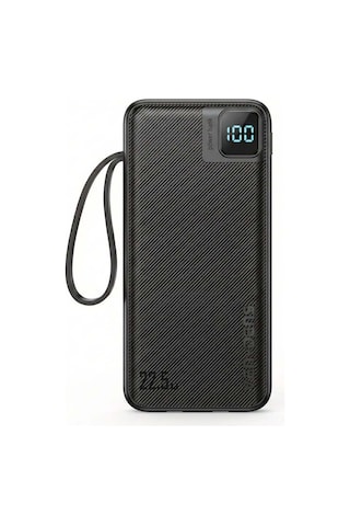 Ven-dens Vd-pb061 20000mah Premium Powerbank Dahili Çift Kablolu Siyah