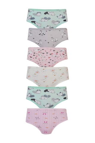Hepsine Rakip Kota 6lı Kız Çocuk Külot Renkli Desenli Empirme Slip İç Çamaşır Karışık