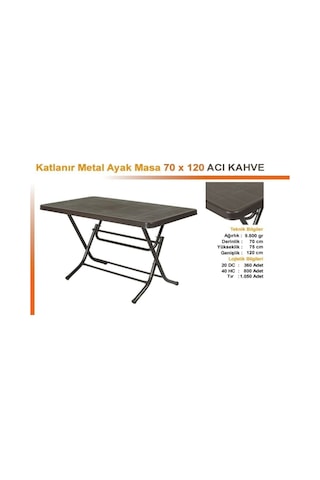Kaliteli Plastik Katlanır Masa - Bahçe Ve Balkonlarda Kolay Kullanım 70x120 Ölçülerinde Masa Beyaz